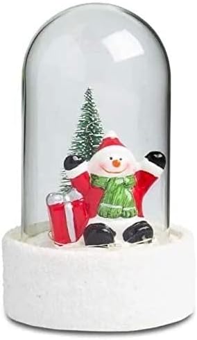 Christmas Cloche 'Joyful Snowman' Decoração de vidro liderada