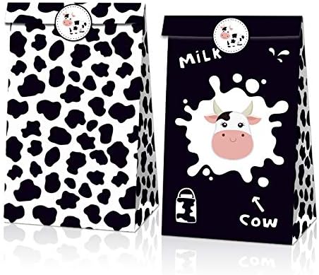 Bolsa de favor de festas de animais com adesivos 12 bolsa de presente de vaca para crianças festas de baby jungle favore decorações