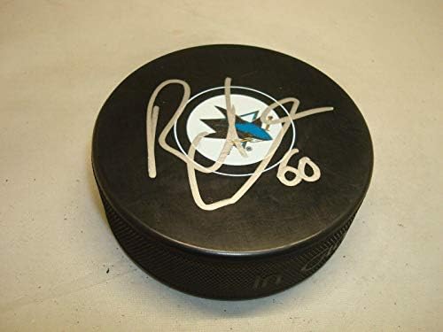 Rourke Chartier assinou San Jose Sharks Hockey Puck autografado 1b - Pucks autografados da NHL
