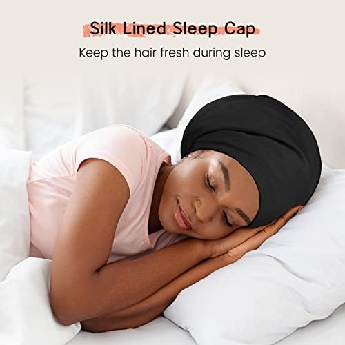 Ícoobreeze Mulberry Silk Sleep Cap capô para cabelos encaracolados, ficar em embrulho de cabelo, alça ajustável para