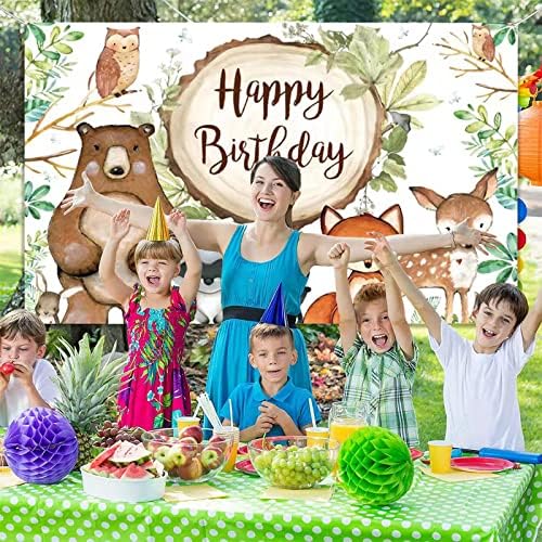 Generc Grande Jungle Animais Banner de Baby Churche Banner, Woodland Animals Decorações de festas, Decorações de aniversário