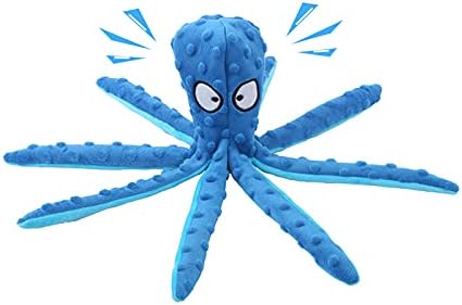 Wishlotus Octopus Dog Toy Chew, nenhum brinquedo de pelúcia de cachorro de pelúcia com papel amassado em pernas, Corduroy