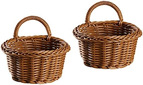 Hemoton 2pcs pendurados cestas de cesto de vime Plantas tecidas parede pendurada cesta de cesto artesanal de cestas de