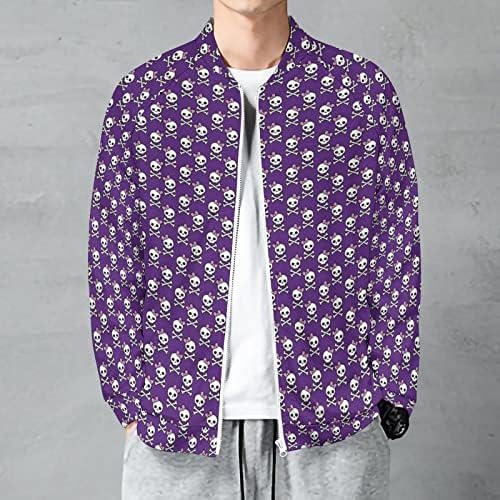 Purple fofo crânio unissex jaqueta raglan zip-fradshirt crewneck cenas casaco de casaco legal casual
