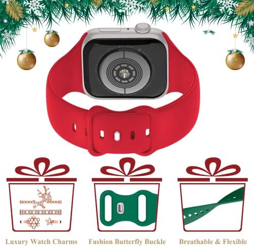 2 pacotes de presente de Natal Compatível com a banda de natal Apple Watch 41mm 40mm 38mm + Charme da banda de relógio,