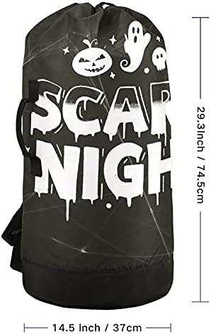 Feliz Halloween Scary Night Ghost Laundry Bag com alças de ombro de lavanderia Backpack Bolsa Fechamento de Custring Drenamento