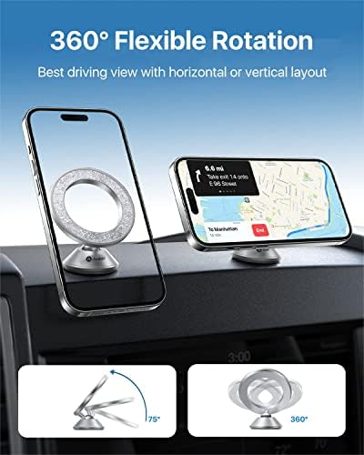 Andobil Bling Magnetic Teleple Grip e Magnetic Car Mount Compatible com Magsafe iPhone 14 Pro Max 13 12 e todos