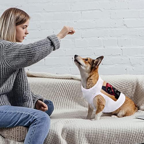 Hero Dog Dog Tank - Camiseta Cool Dog - Roupas de cachorro gráfico - Branco, L