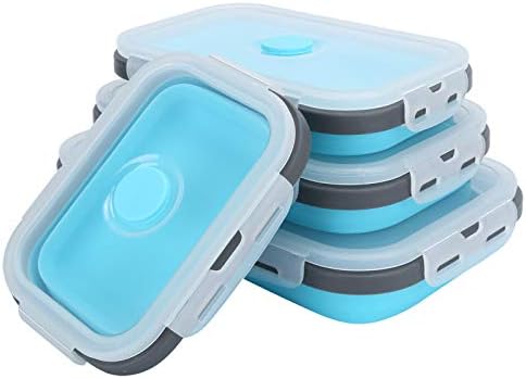 BMZMLDO 4PCS/Set Silicone Lunch Bow, caixa de bento dobrável, contêiner portátil de armazenamento de alimentos para viagem ao ar livre