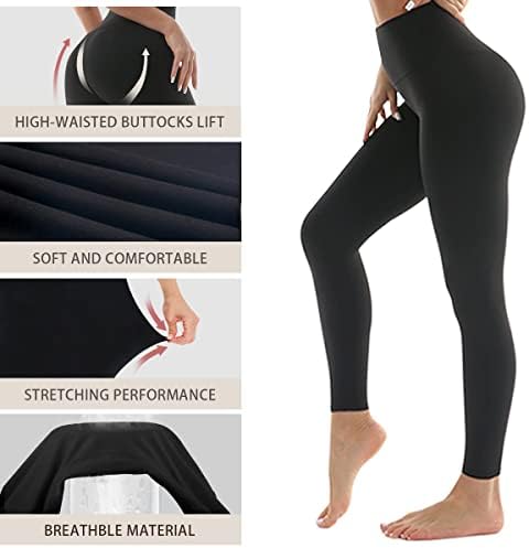 LAITE HEBE 4 Pacote de altas pernas de cintura para mulheres- Controle de barriga macia Slimming Yoga Pants for Workout Running