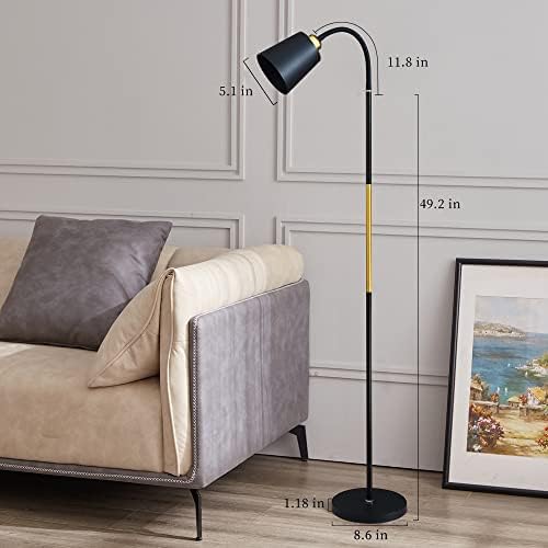 Lâmpada de piso de meaterli, lâmpada de piso industrial com lâmpada LED de 12W em 3 cores, lâmpada alta de 360 ​​°