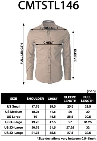 H2H Men's Casual Slim Fit Dress camisa Button Down Down Sirts