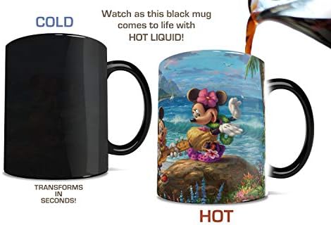 Canecas Morphing Disney - Mickey e Minnie Mouse - Havaí - Uma imagem de cerâmica sensível ao calor, de 11 onças, a