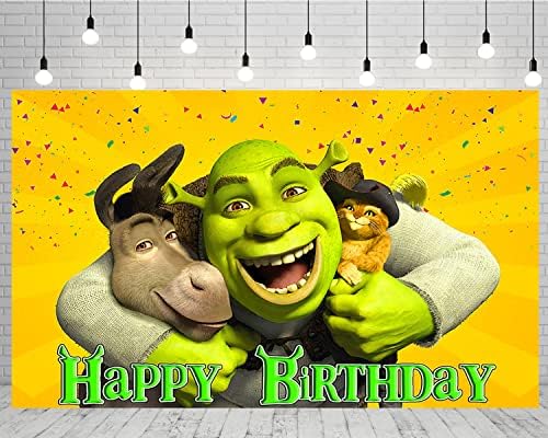 Cenário de Sopak Shrek para decorações de festas de aniversário, Shrek e Borning Background for Baby Shower Soff Party Bolo Decorações de Tabel