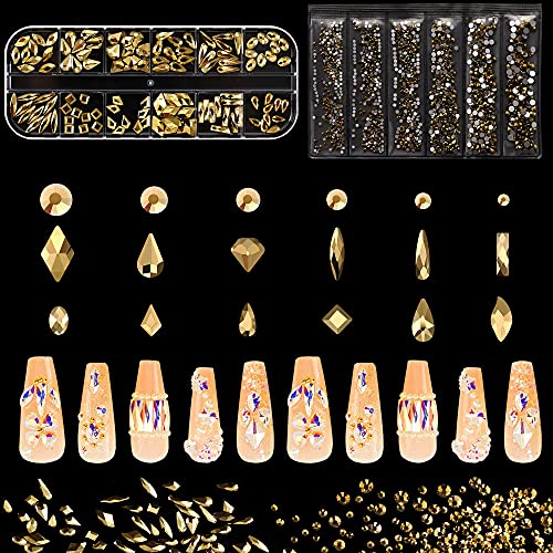 1848 PCS AB Crystal Unh Nail Art Conjunto 1728pcs Rhinestones Gems de unha Iridescent Clear Class, 120pcs de várias jóias de unhas brilhantes para as unhas DIY artesanato