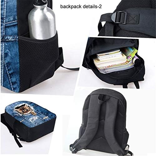 Abraços Ideia Backpack 3pcs de guitarra preta para meninas para meninas adolescentes bolsa de ensino fundamental com lanchoneca