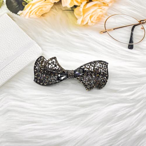 Ayby elegante e elegante de cabelos de borboleta de metal com strass de cristal cinza - acessórios para mulheres e meninas,