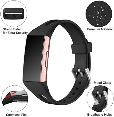 Ouwegaga Compatível para Fitbit Charge 4 Bandas para homens Mulheres carregam 3 pulseiras pulseiras pretas grandes