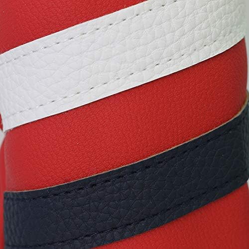 Majek Retro Golf Headcovers Red com tiras brancas e azuis Estilo de couro vintage 1 3 5 Capas de cabeça de motorista