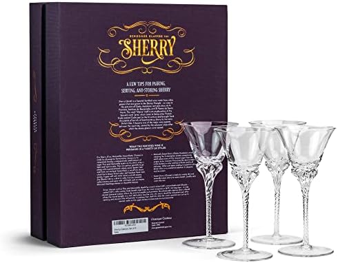 Crystal Sherry, porto doce e copos de vinho de sobremesa | Conjunto de 4 | 3,7 Oz pequenos bônus de escuna para cordiais e licor