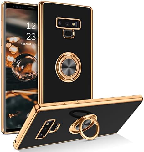 TELASO Galaxy Note 9 Caixa, eletroplacado Samsung Galaxy Note 9 Caixa de telefone com suporte de 360 ​​° Punto de anel Kickstand Soft