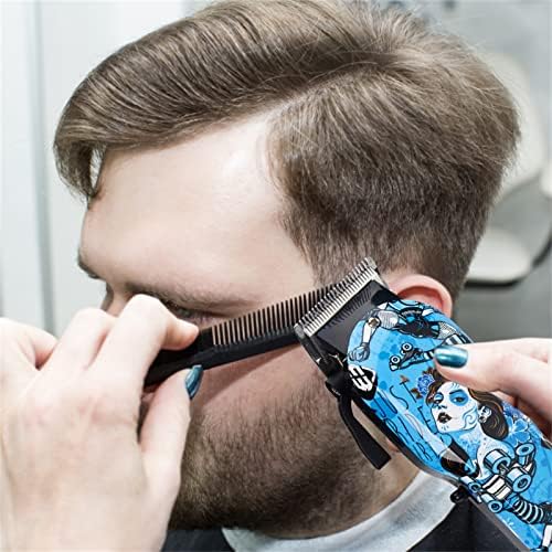 Veeology masculino de cabelo silencioso sem fio, aparador de lâmina de aço inoxidável, alta vida de bateria recarregável USB, azul