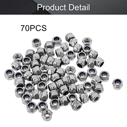 MROMAX 70PCS M3 x 0,5 mm Inserir porcas de trava hexadecipal 304 Nozes de aço inoxidável de aço inoxidável acabamento