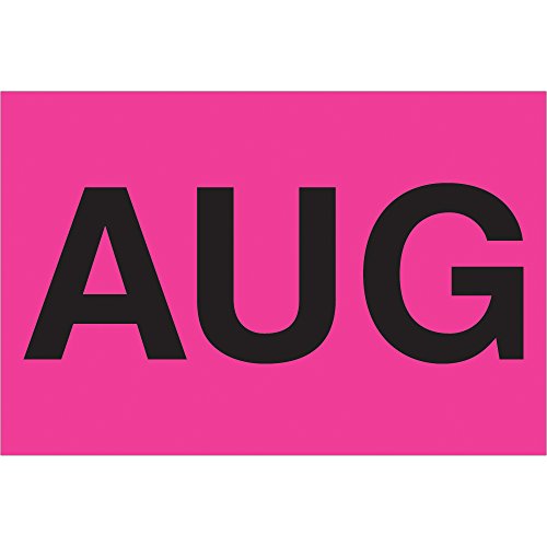 Fita Logic® Meses of the Year Rótulos, agosto , 2 x 3 , rosa fluorescente, 500/roll