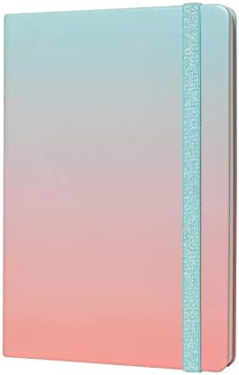 BIYAMI 5,6 * 8 polegadas de capa dura Pastel Color Journal com Sparkle Elastic Classic College Diário de cor gradiente de notebook com bolso traseiro Total de 144 páginas
