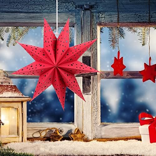 Didiseaon Paper Star lanterna, Natal de nove pontas de origami decorações penduradas, lanternas vermelhas chinesas para a decoração de festa de aniversário de feriado de ano novo de ano novo