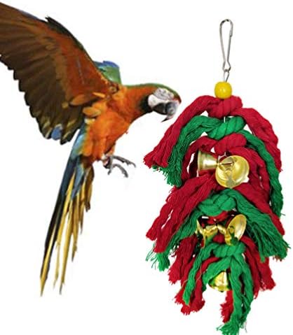 Bestoyard Birds Toys 3pcs Natal pássaro balanço brinquedo pássaro papagaio para mascar brinquedos de sino de sinalização
