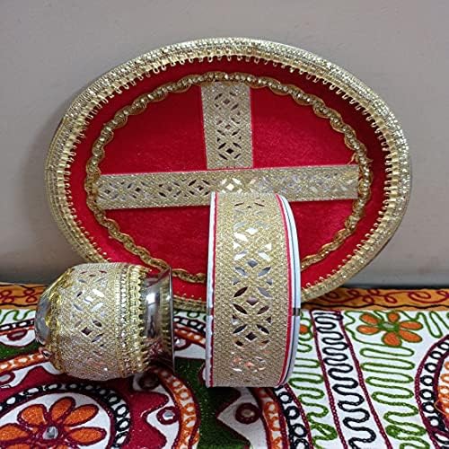 Karwachauth thali Set Karva Chauth Pooja Thali Gift Set- Red By Indian Collectible