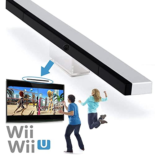 Barra de sensor sem fio, Lucxxi Substituição Barra de sensor de raio infravermelho sem fio compatível com Nintendo Wii/Wii U Console com suporte estável, prata