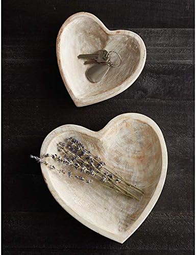 47th e principais marcas criativas tigela de madeira em forma de coração esculpida, grande, branca