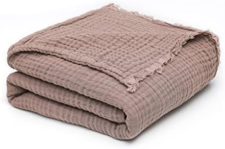 Mary Hatch Coffee Cotton Throw Blanket Lightweight Mold Muslin Plain para adultos Baby 4 Camadas Breito de gaze respirável
