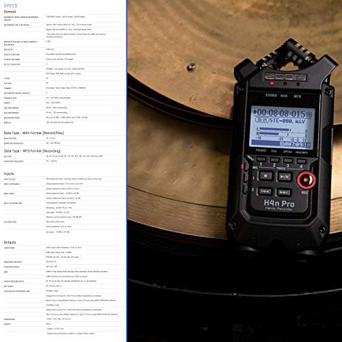 Zoom H4N Pro 4-Input/4-Fack Portable Recorder com cápsula de microfone x/y de microfone + 2x ZOOM ZDM-1 MIC + 2X CABELES