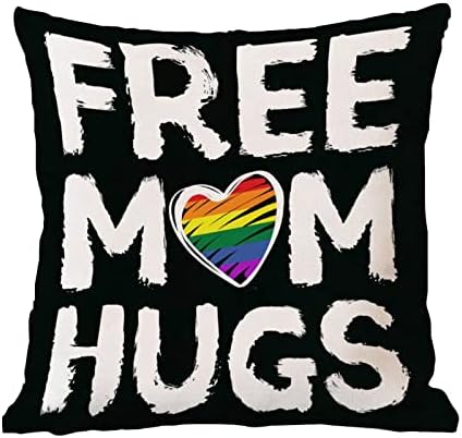 Mãe grátis abraça LGBT Capa de travesseiro de arremesso gay Capa de travesseiro romântico Lesbian Orgulho gay Pride Pansexual Travender Travessa Decorta de Decortaiva Decoriva Decoração para Sofá Quarto 22x22in