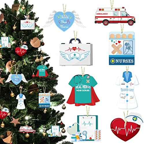 24 peças enfeites de natal para enfermeiros de árvores Ornamentos de Natal decorações penduradas de enfermeiras Apreciações Presentes Decorações de festas de natal para árvores de escritório