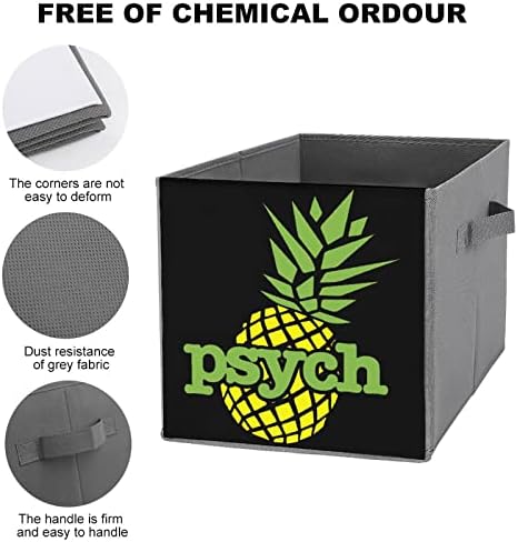 Psych Pineapple Collapsible Fabric Storage Cubes Organizer dobrável Caixa com alças