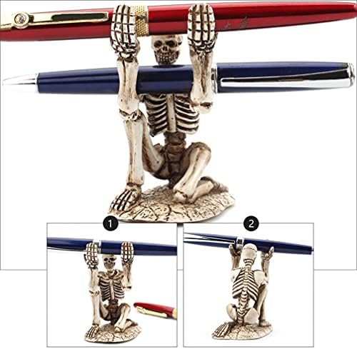 Pretyzoom Halloween Desktop Ornament Skeleton Pen Holder Halloween Skull Ornament Makeup Brush Stand Stand Bountain Pen