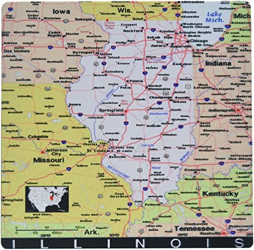 3drose LLC 8 x 8 x 0,25 polegadas Pad impressão de mouse do mapa de estado de Illinois em exótico para m