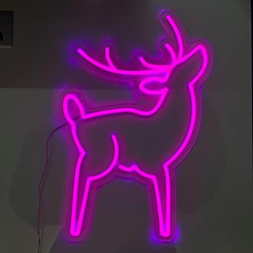 Doymeille Feliz Natal Elk Néon Sinais, LED Feliz Natal Elk Light Light Light Elk Light Up Néon Sign das decorações para o quarto Clube do clube da cafeteria de cafeter