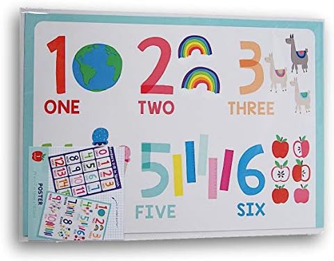 Decoração de parede da sala de aula - Números 1-12 e números espanhóis 1-15 - 17 x 24 polegadas