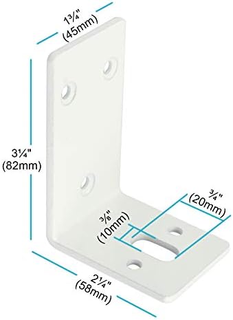 20 PCs Aço L Suportes de ângulo reto 3 L x 2¼ h x 1¾ W Espessura da junta de metal 3mm de 3 mm de carga de 66 lb para prateleiras de