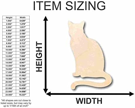 Sentado de gato inacabado de madeira - animal - Pet - Craft - até 24 DIY 4 / 1/8