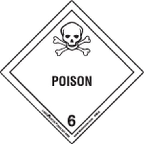 LabelMaster HML8C Poison Words Label, Paper, Hazmat, 4 x 4