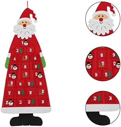 Aboofan 2 pcsas férias de Natal Countdown Holida de Natal Ornamento Crianças Cálculo Ano da Árvore do Ano Com Decoração Felicada Diy Plush Reutilizável Novos Ornamentos para Casa Red To Days Decoração Advento