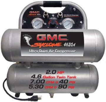4,6 galão GMC Syclone 4620A Ultra silencioso e compressor de ar livre de óleo