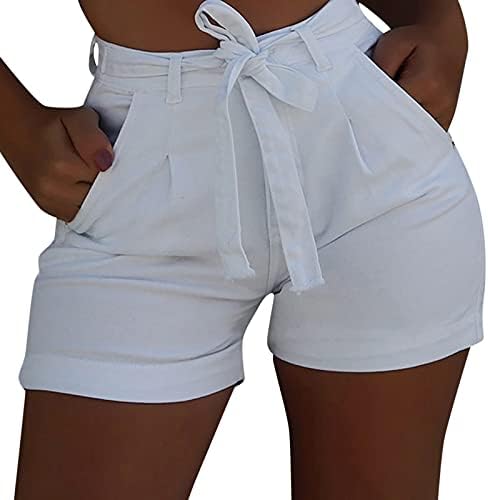 Shorts de cintura alta com spandex sob o short de troca de cintura de cordão de duas vias