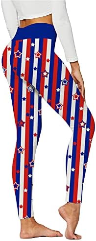 Iqka feminino ioga legging 4 de julho American Flag Stars and Stripes Calças patrióticas Treino de cintura alta, executando